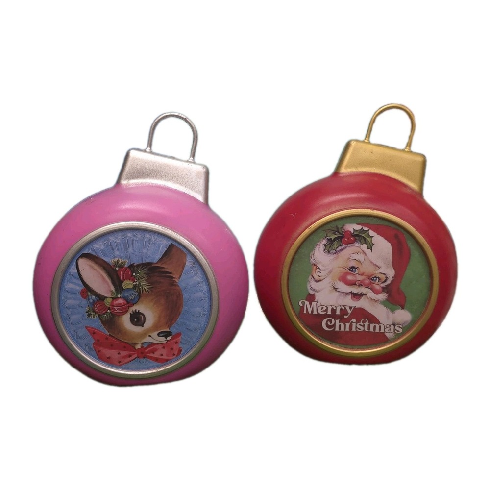 Mr Christmas Blow Snowman Ornament Pink & Red Light Up Decor Set of 2